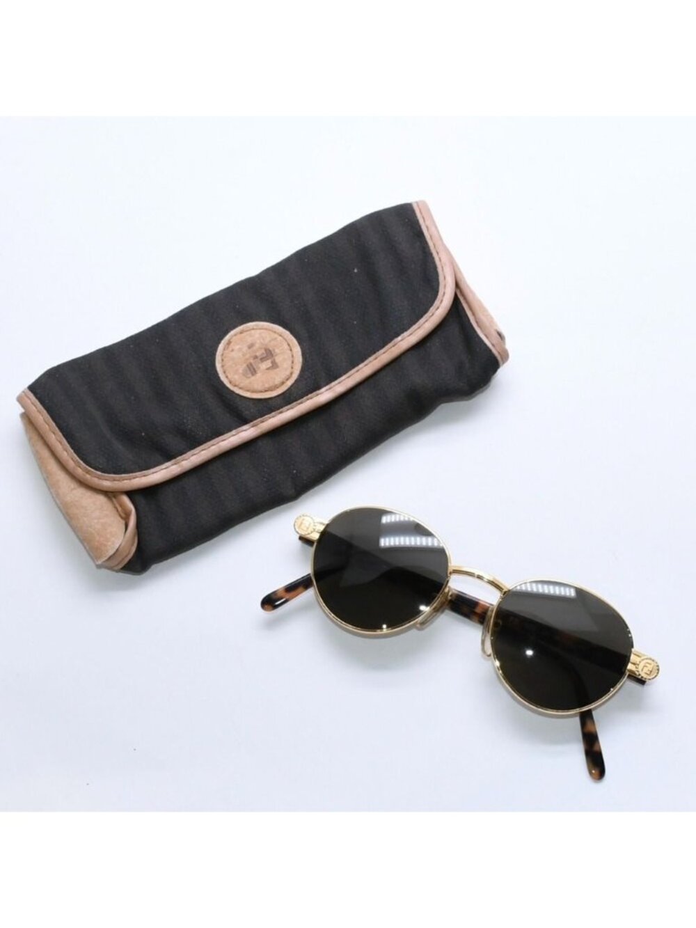 Fendi Sunglasses Eyewear FS 303 Tortoiseshell Color Gold Metal Acetate